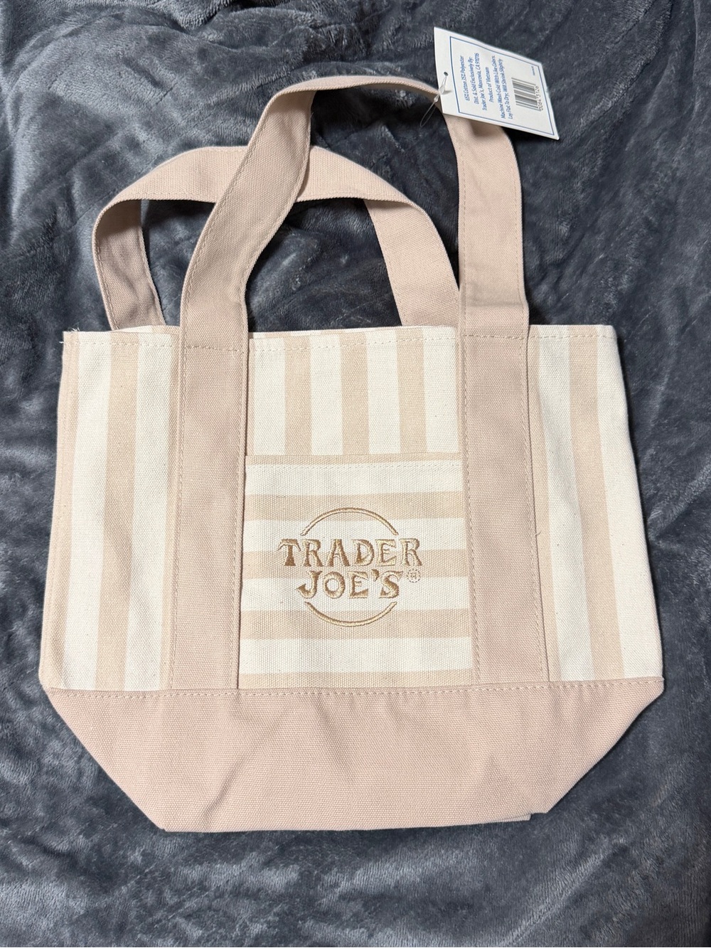 Trader Joe’s Beige Striped Canvas Tote Bag